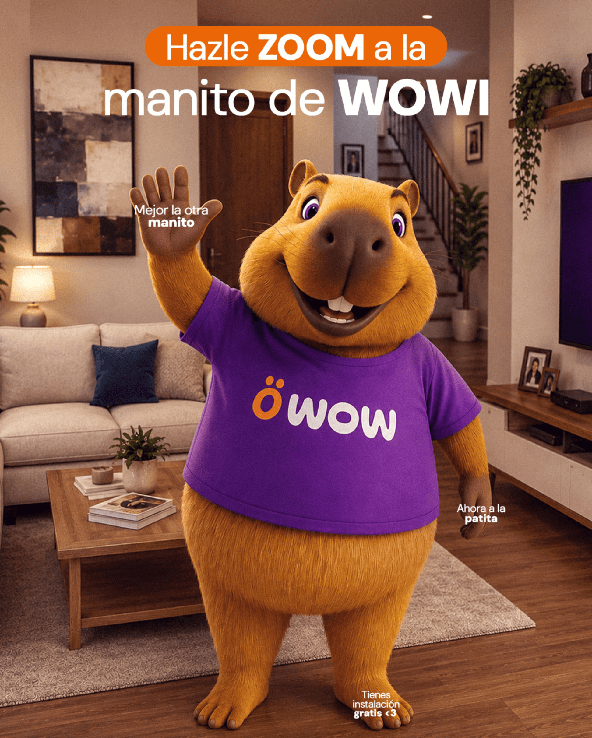 La mascota de WOW en casa